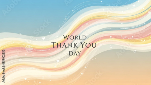 World Thank You Day abstract background with flowing colorful waves and sparkling lights perfect for greeting cards and celebratory messages
