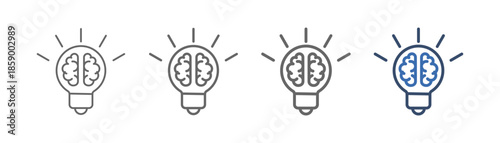
outline icon set coaching mindset with light bulb and brain design