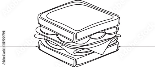 A simple, minimalist vector outline of a tall sandwich with multiple layers of filling.