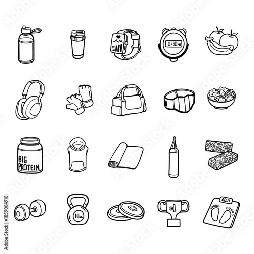 Fitness & Gym Doodle Illustration Elements