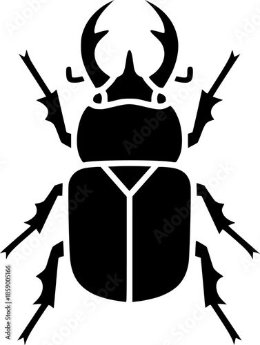 Black Beetle Insect Silhouette Vector Illustration
