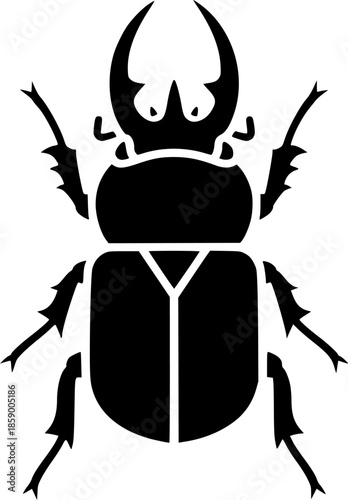 Black Beetle Insect Silhouette Vector Illustration