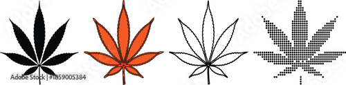 four different cannabis leaf designs on transparent background