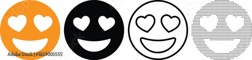 heart eyes smiling face icons in orange black and white