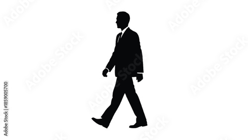 Black silhouette of a man in a suit walking male