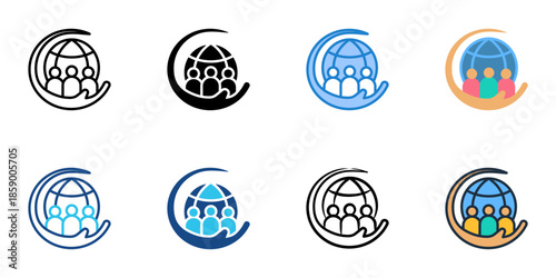 Social responsibility icons set multiple style collection. Editable stroke 
