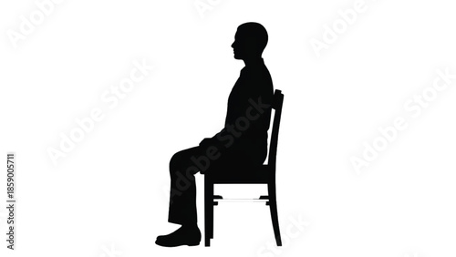 Black silhouette of a man sitting on a wooden chair