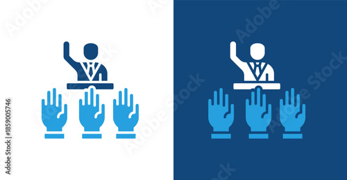 Democracy Glyph Duotone, with light and dark background