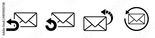 Set of return the envelope vector for email apps. Ideal for illustrating reply, sender return, bounce back, and mail response icons.