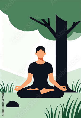 Person meditates outdoors under a tree, finding inner peace in nature