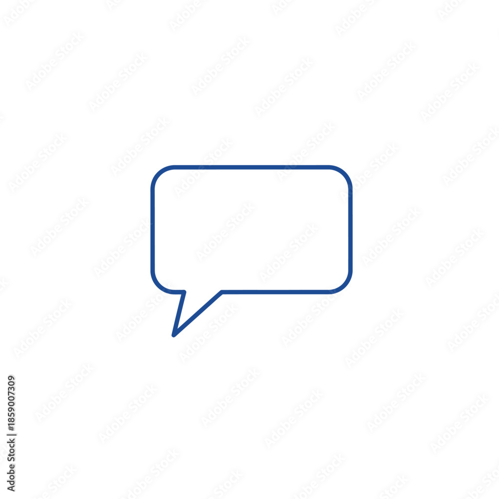 Fototapeta premium Blank blue speech bubble outline on white background, communication icon