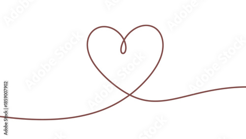 A single continuous line drawing of a heart shape on a white background.