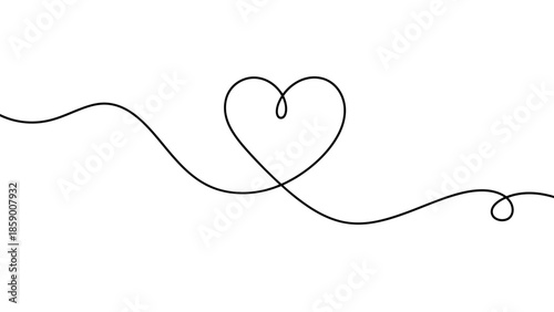 A continuous black line forms a heart shape on a white background, symbolizing love and connection.