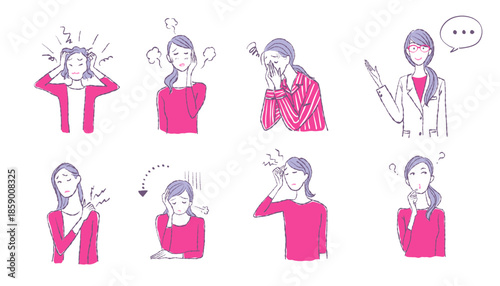 女性の悩み 体調のイラスト ベクター