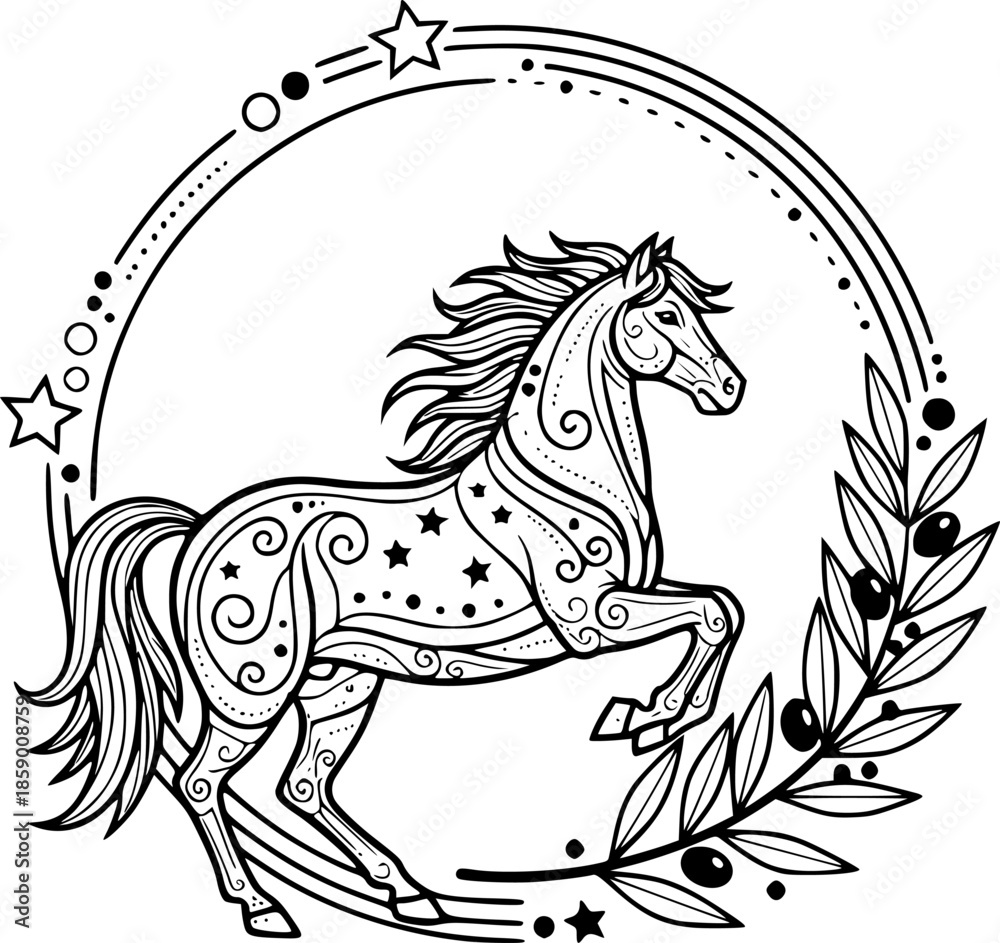 Obraz premium Tribal Black Horse Silhouette Vector Illustration