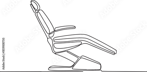 A simple, minimalist vector illustration of an adjustable chair used in a clinic or hospital setting.