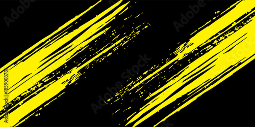 yellow black brush wrap car sticker pattern abstract banner sporty lines black yellow color combination grunge brush pattern racing motorsport design, vector illustration.