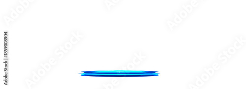 깨끗한 흰색 배경에 놓인 파란색 투명 렌즈 또는 디스크의 클로즈업 샷