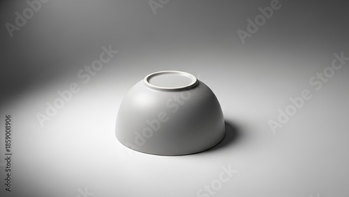 Minimalist Black and White Image of an Upside Down Ceramic Bowl.