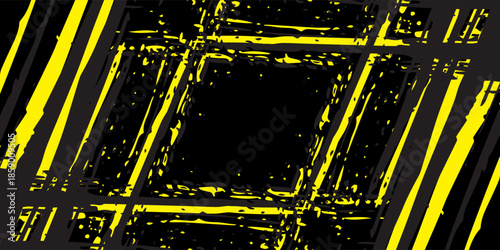 yellow black brush wrap car sticker pattern abstract banner sporty lines black yellow color combination grunge brush pattern racing motorsport design, vector illustration, Modern.