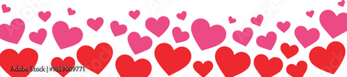 Vibrant red and pink heart border for love designs