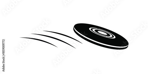 Black Silhouette of a Frisbee in Motion with Motion Lines