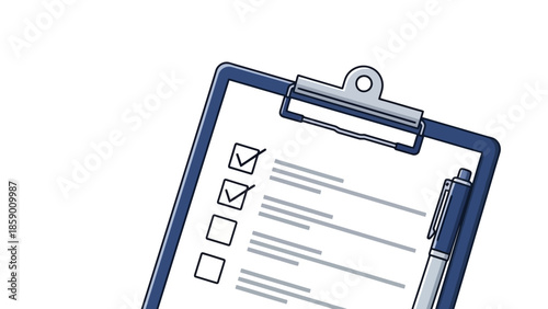 A clipboard with a checklist and a pen, showing several items with checkboxes, some of which are ticked.