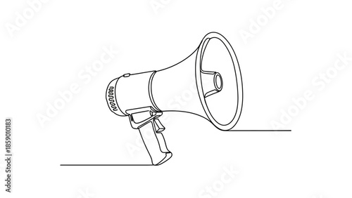 A minimalist line drawing of a megaphone, symbolizing communication and public address.