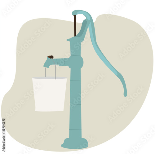manual well pump and bucket