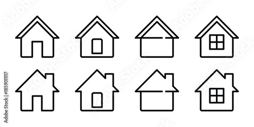 Set of outline house icons