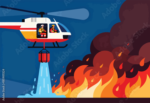 Helicopter drops water on raging wildfire to combat flames