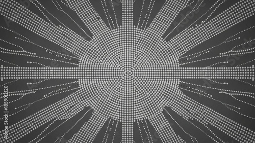 A geometric pattern radiates outward from the center, forming a complex design