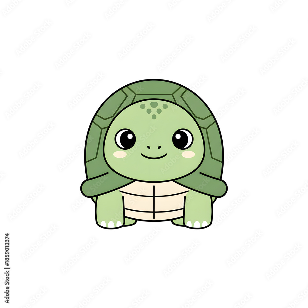 Obraz premium Simple Turtle Flat Vector Illustration on White Background