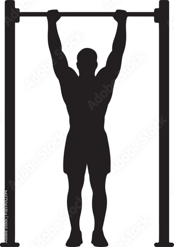Bodyweight Training Pull-Up Bar Silhouette vector.