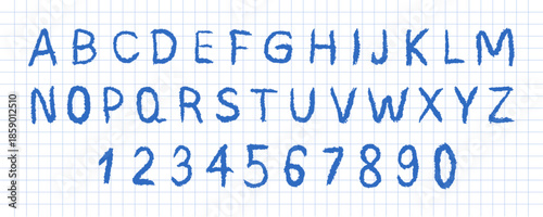 English alphabet crayon. Funky font with rough scribble details for playful look and for creative headlines or educational materials. Vector illustration.