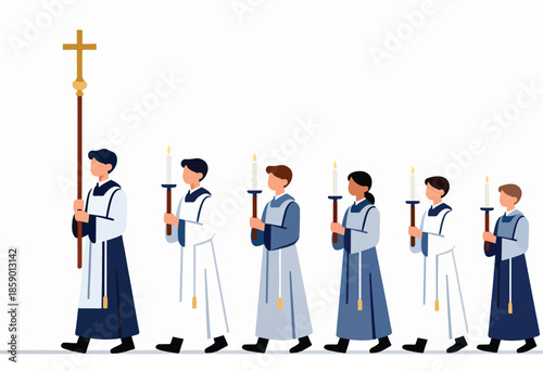 Procession with cross and candles