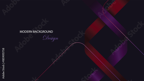 Luxury purple abstract background. Dark background with fold ribbon decoration. Suit for banner, backdrop, billboard, card and others