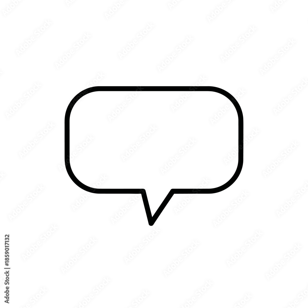 Fototapeta premium Blank speech bubble icon, simple outline design, communication symbol, copy space