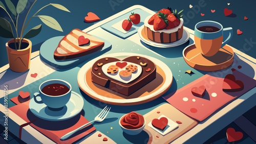 chocolate cake and coffee cup