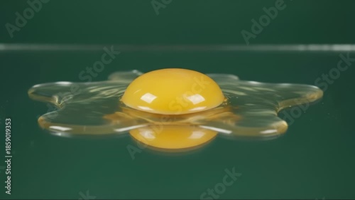 Egg Yolk Spreads on Green Surface Reflection Cooking Ingredient Food