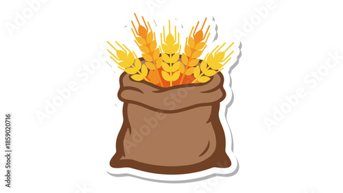 Bag of golden wheat ears icon