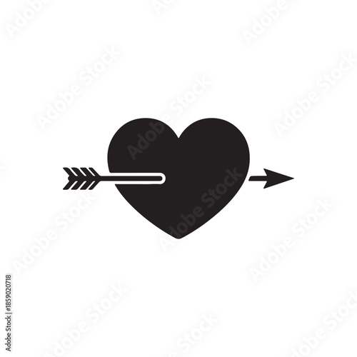 Black Arrow heart silhouette icon vector flat design on white background
