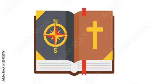 Bible and Compass Illustration