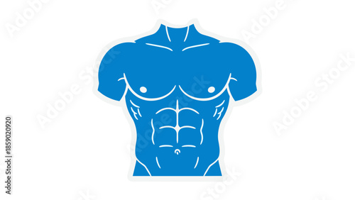 Abstract Blue Male Torso with Defined Abs