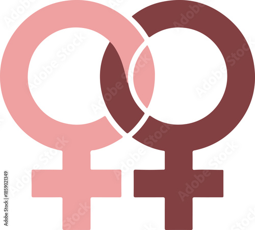 Interconnected Female Symbols Vector Graphic Representing Unity and Solidarity in Feminist Movement Iconography