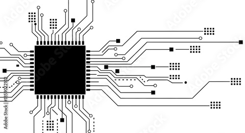 Black and white electronic circuit board