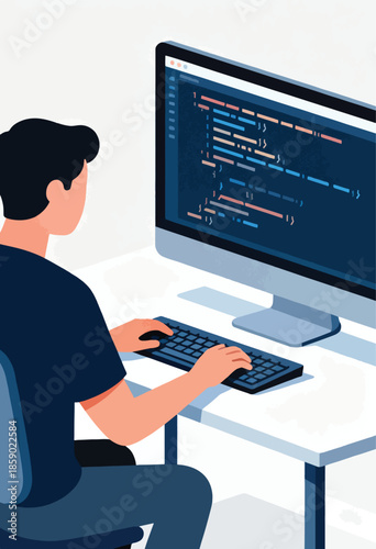 Person typing code on a computer screen