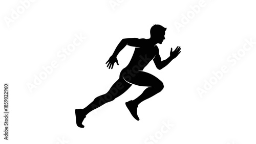 Sprinting male runner silhouette. Fast athlete running for competition or fitness.