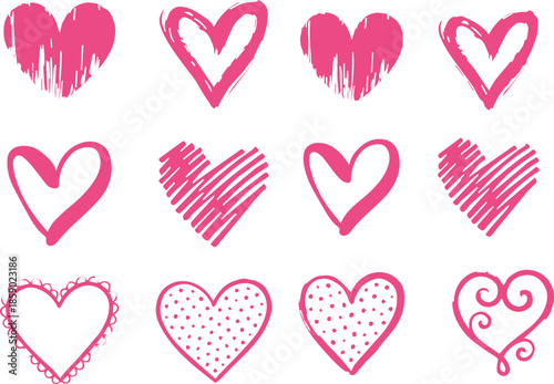 Lovely Assortment of Textured Pink Heart Designs