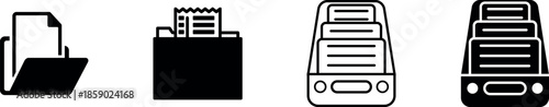 Folder icon in black and white stroke on background, ideal for file management, storage interfaces, and document organization tools.